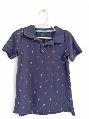 Carter's Navy Polo with Multicolor Anchor Print